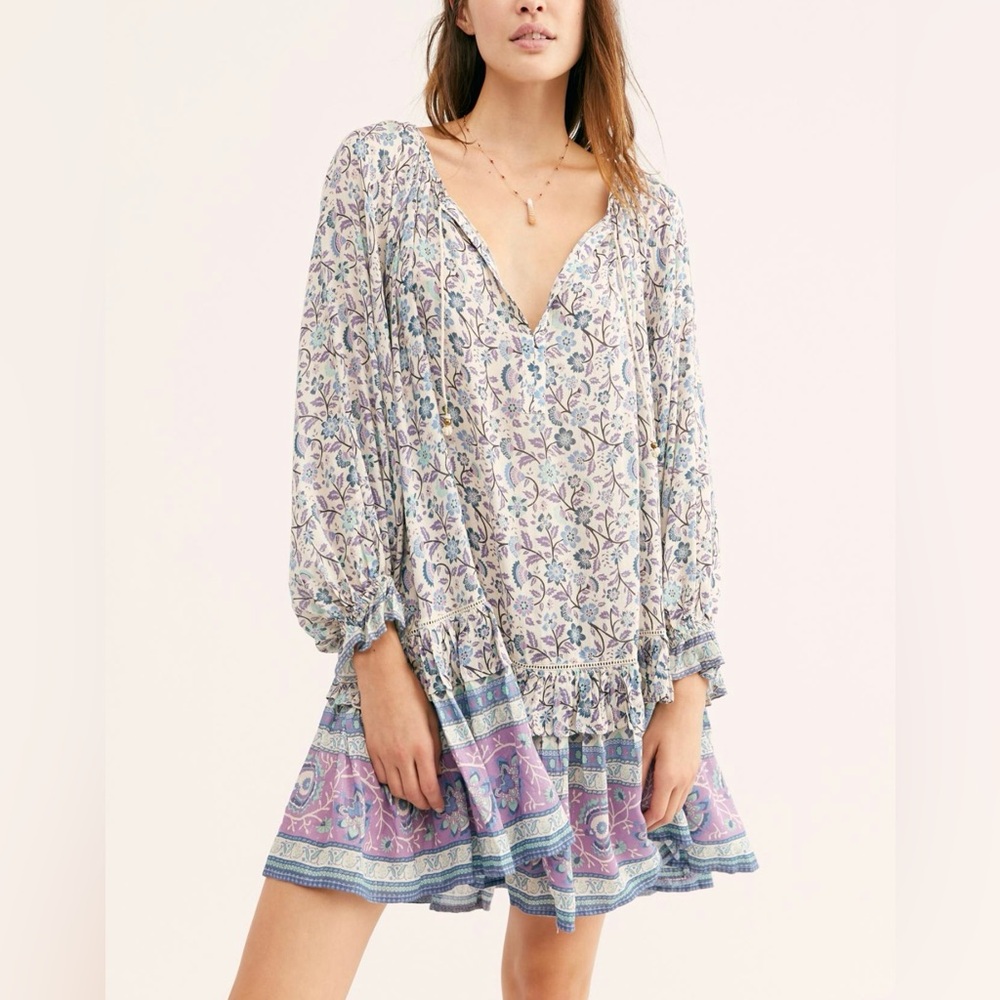 SPELL Dahlia Tunic Dress in Dusty Blue